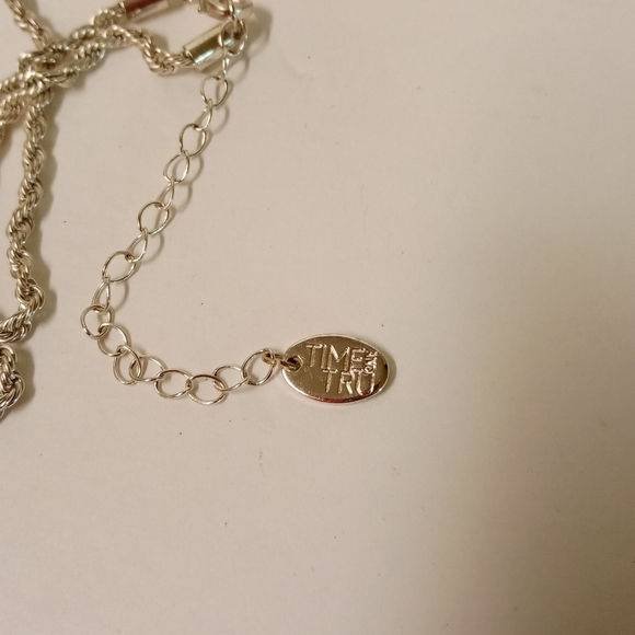 Times TRU Necklace Silver-Tone Rope Chain Wings of Love Cross Pink Stones Rhine - Picture 4 of 5